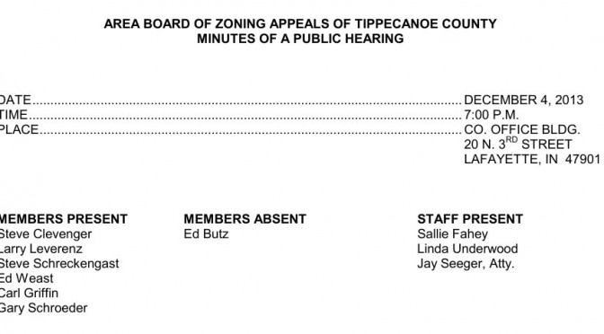 Tippecanoe County Board of Zoning Appeals Updated Letter Rules