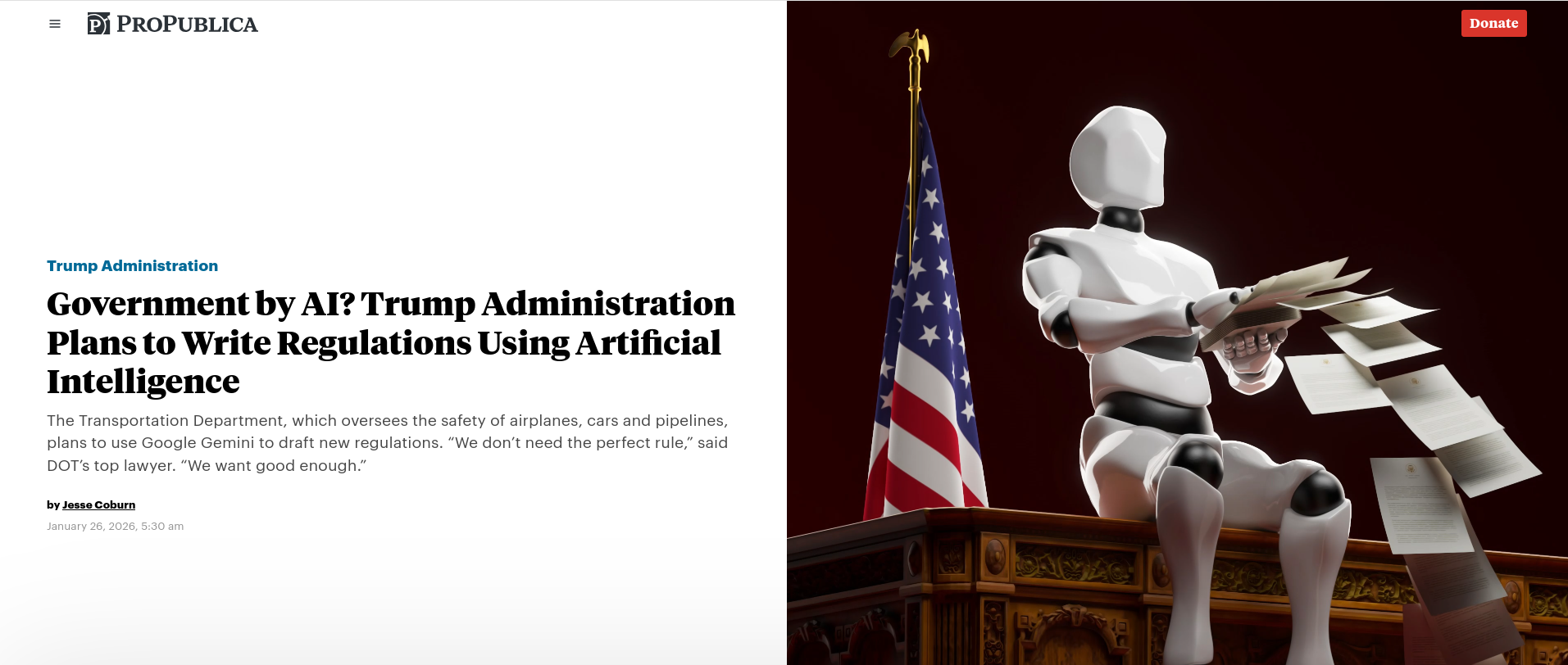 Government by AI? Trump Administration Plans to Write Regulations Using Artificial Intelligence